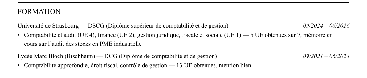 CV assistant auditeur : formation