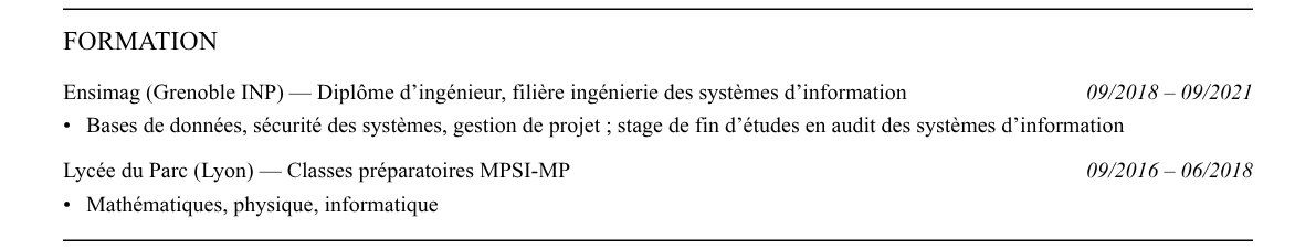CV auditeur it : formation